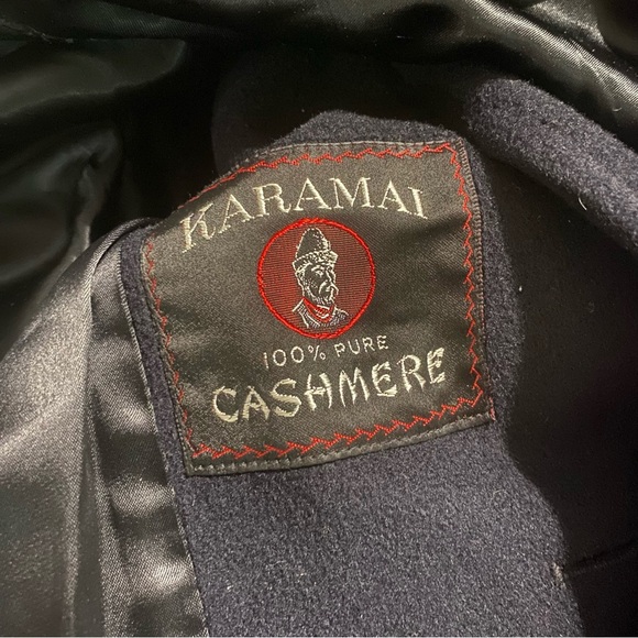 Vintage Karamai Black 100% Cashmere Camel 3 Button Union Made USA Coat - Picture 4 of 5